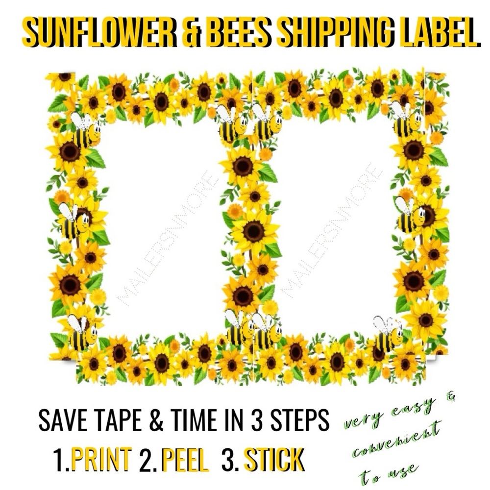 Shipping labels Sunflower N Bees half sheet custom